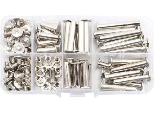 LBY 120pcs Chicago Screws Binding Screw Posts, M5 x 10/15/20/25/30/35mm Assortment Kit for Leather Repair