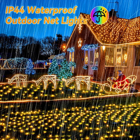 LitHome 10 10FT 200 8 x Gazebo Net Lights Outdoor, LED Gazebo Lighting Waterproof, Modes Connectable Christmas Net
