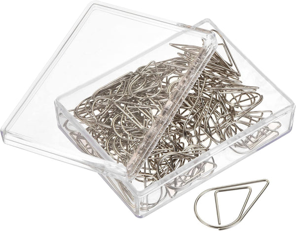 MECCANIXITY 100 Pack Drop-Shaped Cute Decorative Paper Clips with Box for Office Organization