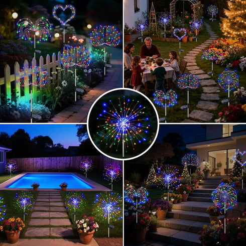 1 Pack 8 btfarm Solar Garden Lights Outdoor, Modes Firework Lights Solar Powered, Waterproof Twinkle Fairy Light