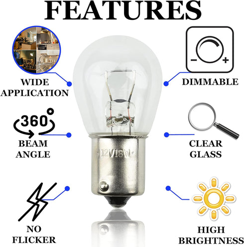 Diximus Pack of 10 Bulbs 1141 S8 - Low Voltage Landscape Light Bulbs 12V 18W