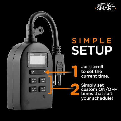 myTouchSmart Indoor/Outdoor Plug-In Digital Timer, One Grounded Outlet, Weather Resistant, 36027
