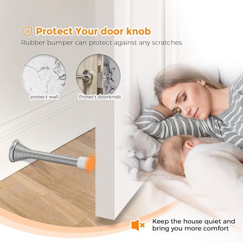 Ravinte 48 Pack Satin Nickel Spring Door Stoppers with Rubber Bumper, Door Stoppers for Bottom of Door