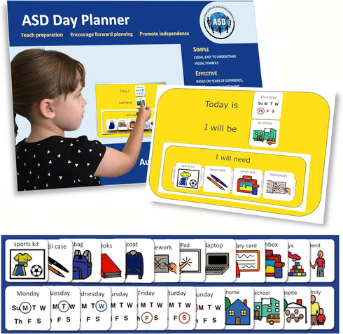 I Can Pack my Bag – Visual Schedule for Kids with Autism, Premium Durable Plastic, Toddler Routine Pocket Chart