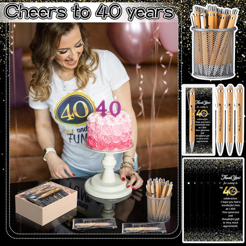 Sayglossy 50 Sets 40th 50 50 100 Birthday for Guests Anniversary Include Ballpoint Pens with Thank You Cards Bags