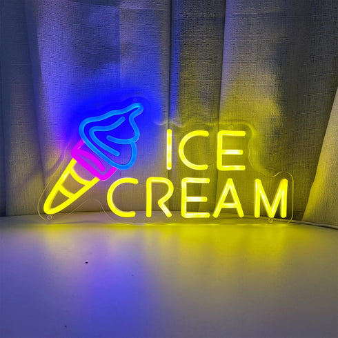 15.7"" 7.8"" Ice Cream Neon Sign Ice Cream Light Ice Cream Signs for Business, Ice Cream Bar Sign Decor for Drinking