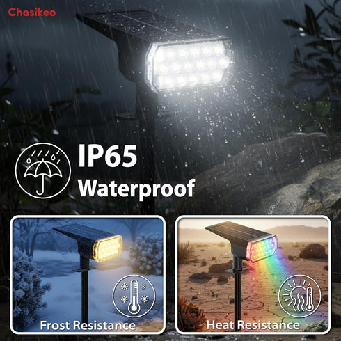3 IP65, Solar Lights Outdoor Waterproof, Lighting Modes Solar Spot Lights Outdoor, LED Solar Spotlights, Ultra Bright