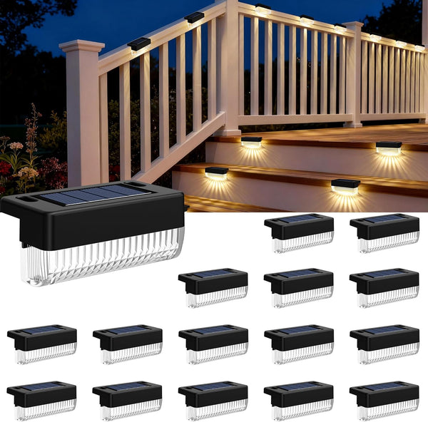 Solar Deck Lights Outdoor 16 Packs, Solar Powered LED Step Lights Waterproof