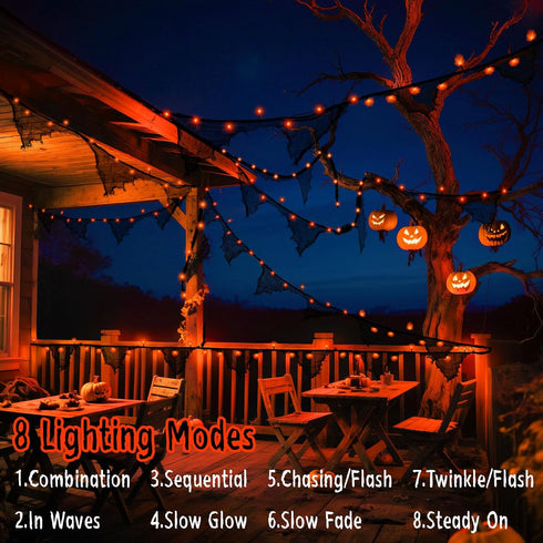 cshare 9.8ft 30LED Halloween Lights Battery Operated or USB, Creepy Cloth String Lights with Timer Waterproof Orange