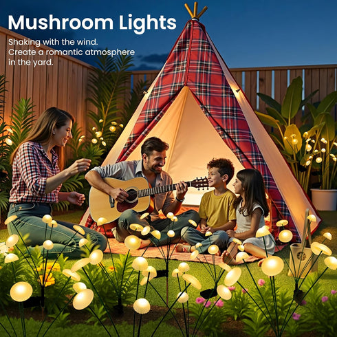 2pack Solar Garden Lights, Solar Fairy Lights for Outside, Swaying Mushroom Lights Outdoor Decorative, Waterproof Light