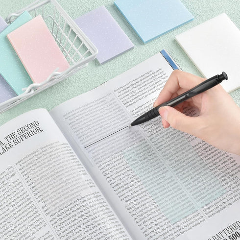 BAYTORY 200 Sheets Glitter Transparent Sticky Notes, 3 * 3 inch, Clear Soft Pastel Memo Pads for Office, School