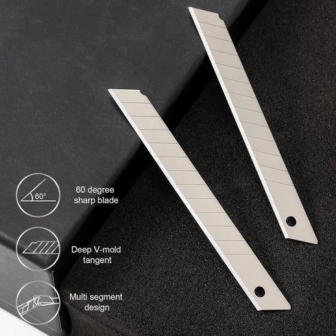 Gomake 100PCS 9mm Box Cutter Knife Replacement Blades 60 Degree Carbon Steel 9mm Snap Off Blades,Fits Most Retractable Knives by Gomake