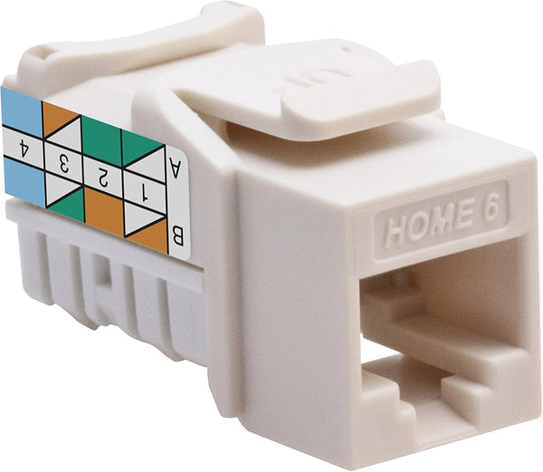 Leviton 61HOM-RT6 Home 6 Snap-In Connector, T568A/B Wiring, Light Almond Color