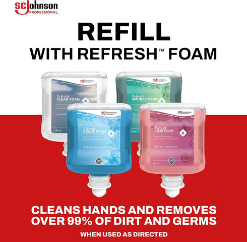 1 1 33.8 oz., SC Johnson Professional Clear FOAM Dispenser and Refill Starter Kit, Wall Mount Soap Dispenser for Hand
