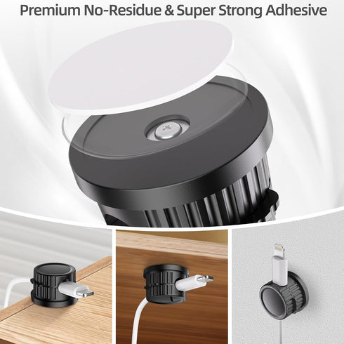 bljcky 8 Pack 360 Magnetic Cord Organizer, Rotatable Cord Clip Holder, Strong Adhesive, No-Residue, Cable Cord