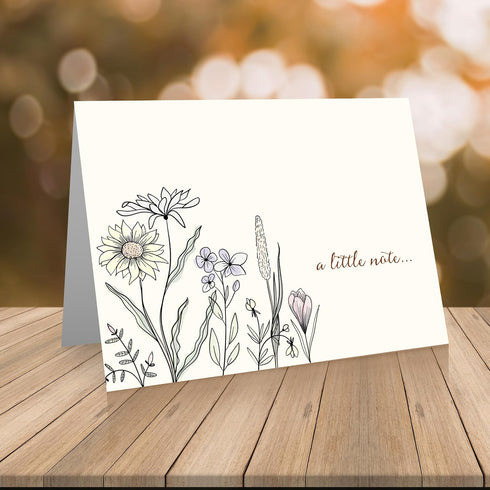 Quni (12 Brand Wildflower Note Cards cards with blank matching envelopes) Thank You Cards