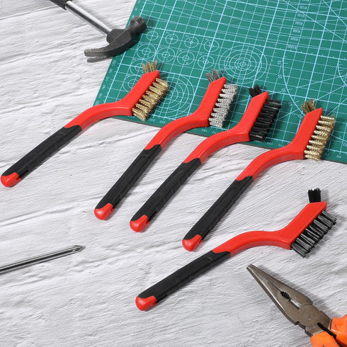 JJUNW 8Pcs Set, Set Nylon Cleaning Brushes, Steel Wool Brush, Crevice Cleaning Brushes Wire Brush Detailing Brushing