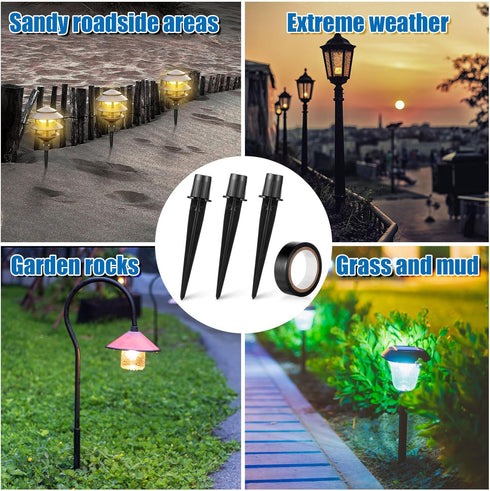 lasuroa 12pcs 5.31x0.78in Solar Light Replacement Stakes, Metal Replacement Stakes Solar Lights Spikes Outdoor Lighting