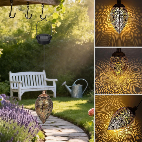 Hanging Solar Lights Outdoor Waterproof with Shepherd Hook Garden Decor Chandelier Birthday Gifts for Women Mom Family