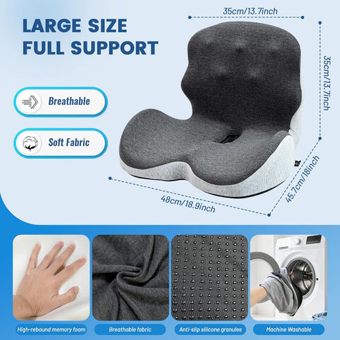 WADCIMC Tailbone Seat Cushion - Memory Foam Cushion for Office Chair, Lumbar Support Pillow One Piece, for Sciatica