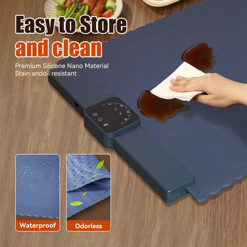 5 Settings Warming Mat for Food Temperature Silicone Food Warming Mat Roll up Food Warmer with Full Surface Heating
