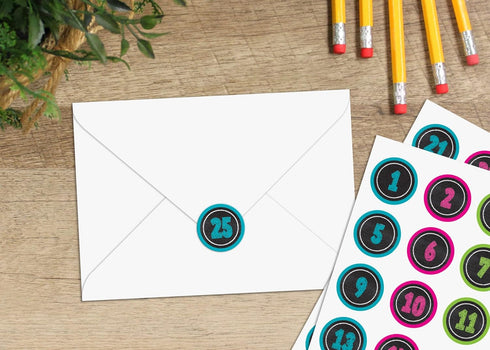 Teacher Chalkboard Brights Numbers Stickers