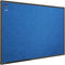 JILoffice Cork Linen Bulletin Board 36 X 24 Inch (Blue), Black Aluminum Frame Wall Mounted Memo Pin Board for Office