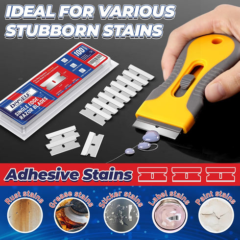 100 DIYSELF Single Edge Razor Blades, Blades, Razor Blades Refiils for Razor Scraper, Utility Knife, Heavy Duty One