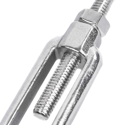Open-Body Stainless Steel Hook & Hook Turnbuckles, 1/4” x 2-3/4” for Tensioning Cable or Rope, T316 Marine Grade