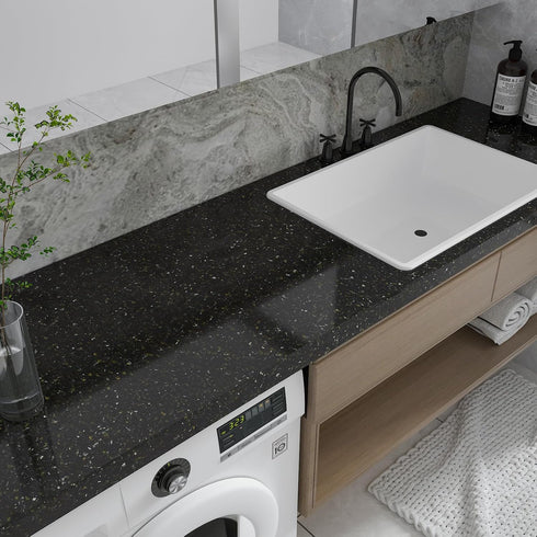 Black Gold Granite Contact Paper, Peel and Stick Waterproof Marble Wallpaper for Kitchen Countertops