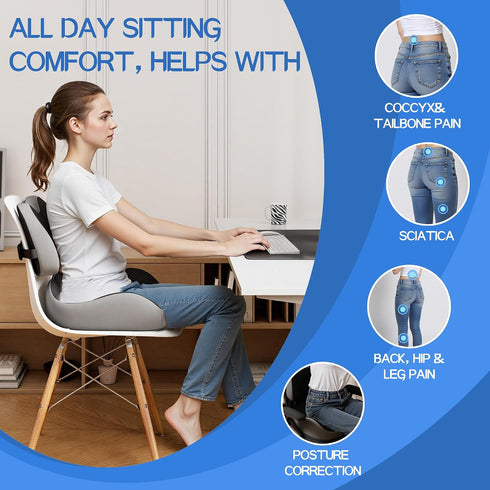 Tailbone Benazcap Large Memory Foam Seat Cushion Lumbar Support Pillow for Sciatica & Pressure Relief Coccyx Pad