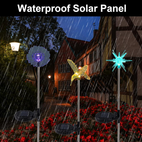 6 Pack Hummingbird Glintoper Solar Garden Stake Lights Outdoor, Solar Butterfly Figurine Lights, Multi-Color Changing