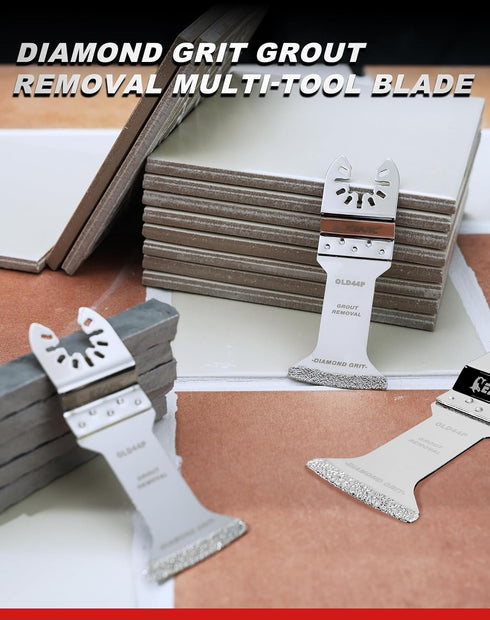 EZARC Extra Long Reach Diamond Oscillating Blade, 3-Pack Multi Tool Saw Blades for Grout Removal, Cleaning Mortar