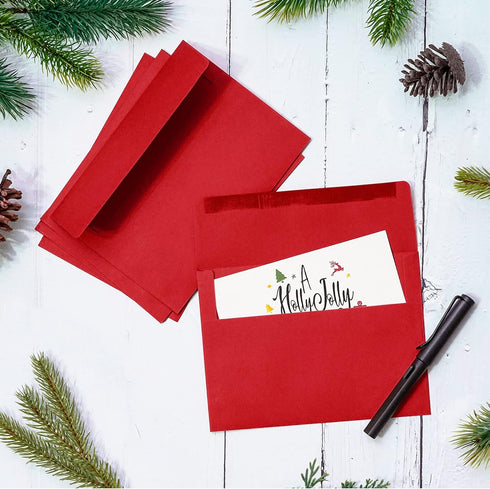 Invitation Envelopes - 100-Pack 5x7 A7 Envelopes for Invitations - Red, 5 1/4 x 7 1/4 Inches