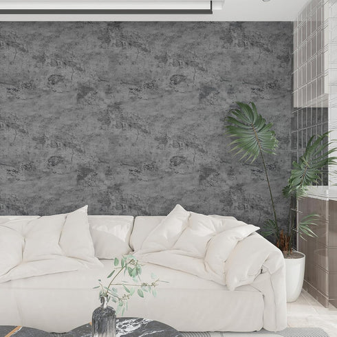 15.75" x 118" Dark Grey Concrete Wallpaper, Peel Stick Cement Contact Paper for Bathroom Kitchen, Waterproof Vinyl Film
