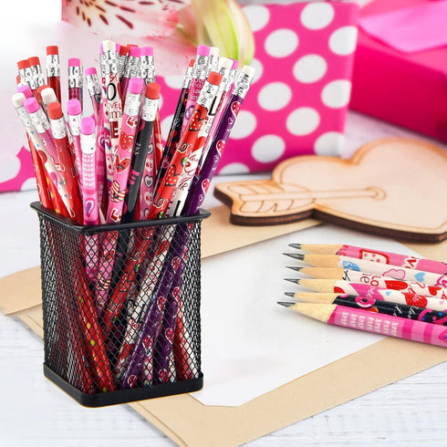 Zuazaor 500 Pieces Valentine Pencils with Erasers, Kids Heart Wooden Pencils for Office and School Supplies