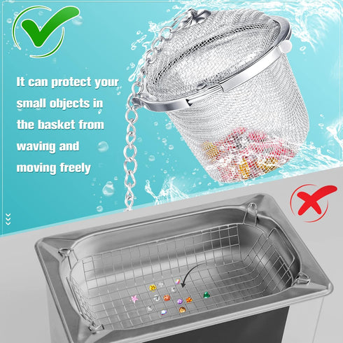 Ultrasonic Cleaner Baskets - Stainless Steel Small Holder with Lock and Hook for Jewelry Steam Cleaner (6 Pieces)