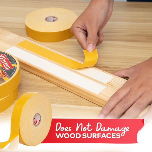 XFasten Double Sided Woodworking Tape, 1 inch x 36 Yards, Heavy Duty No Residue Wood Glue Tape for Tools