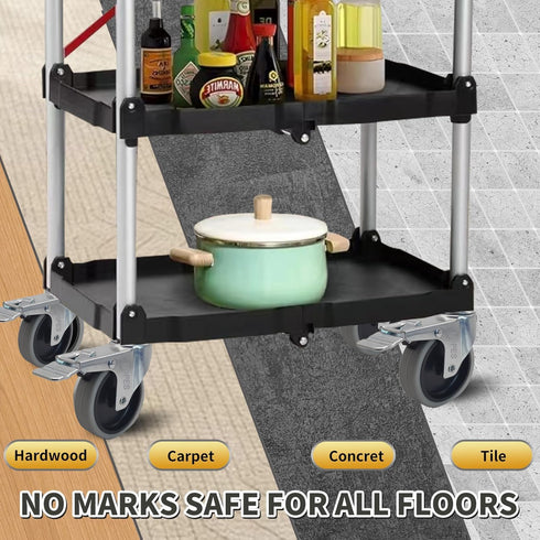 Set 4, 7/16 19/32 (7/16inch-brake, 3inch-440lbs) HOPES Utility Cart Caster Wheels of Rubber Swivel Casters with Grip