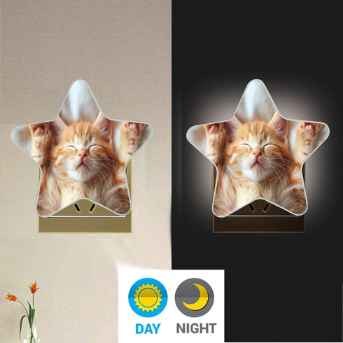 Burbuja 0.2W Cute Cat LED Night Light Plug into Wall Star-Shaped Nightlight Dusk to Dawn Auto Sensor for Bedroom