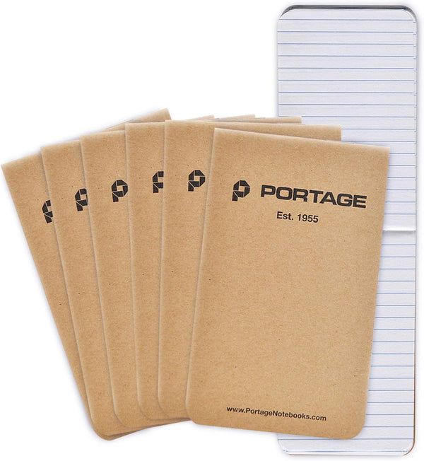 Portage Field Notebook Tactical Sized Pocket Notepad, 3 Pack Top Bound with Lined Paper, 64 Pages