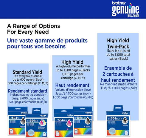 Brother LC504C 1355, 1365, 1367 Genuine Standard Yield Cyan Ink Cartridge (for use INKvestment and Printers)