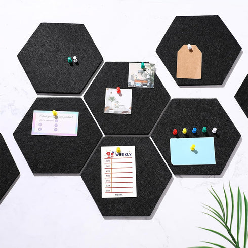 Ctosree 12 Pcs Felt Bulletin Board Tiles 5.9 x 7 Inch with Self Adhesive Backing and 50 Push Pins for Decor