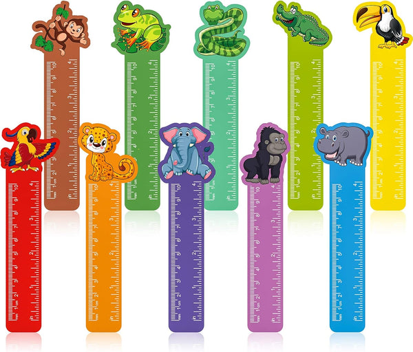 Frienda 50 Pieces Cute Animals Bookmarks Ruler for Kids, Jungle Animal Party Favor, 10 Styles