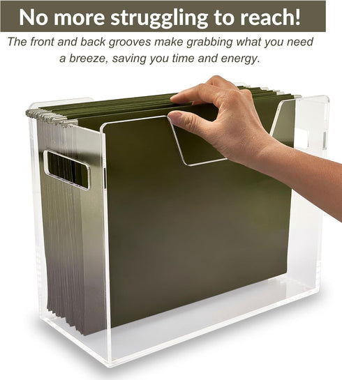 Acrylic File Holder - Clear Hanging File Organizer Box, Modern Acrylic File Folder Organizer, Lucite Hanging File Crate