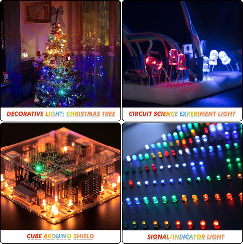 EBOOT 100 Pieces Clear LED Light Emitting Diodes Bulb, 5 mm (5 Colors)