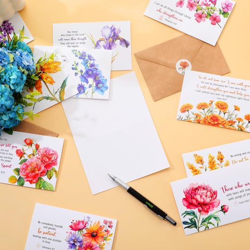 Resholder 100 Sets Christian Greeting Cards Bulk with Envelopes Stickers, Religious Bible Verse Cards Scripture