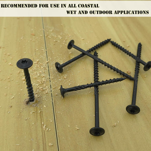 50PCS #14 x 2-7/8 Inch Black Deck Wood Screws, Heavy Duty Star Drive Timber Screws, Rust Resistant Landscaping Screws