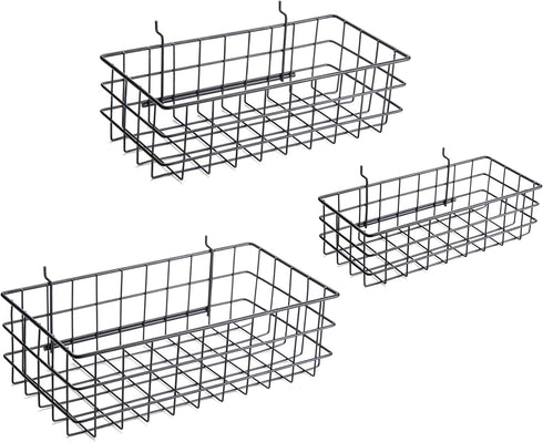 Pegboard Baskets, Set of 3 Black, Square Style Baskets for Organizing Tools, Workbench, Garage Storage