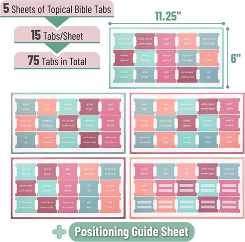 Mr. Pen 75 - Topical Laminated Bible Tabs, pcs, Spring Theme, Easy-to-Read & Apply, Tear Resistant Topic Tabs for Women